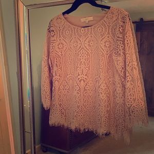 Loft blush pink lace top